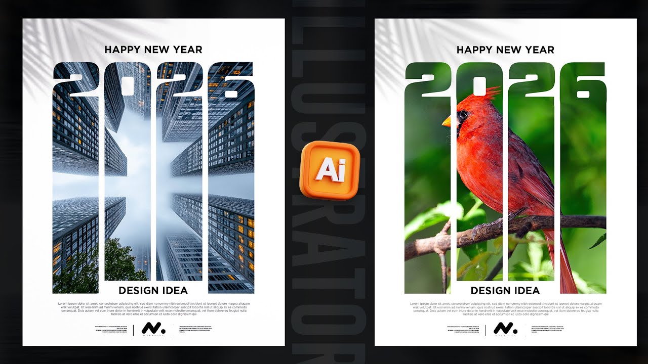 Современный новогодний типографический дизайн в Illustrator | Уроки по Illustrator | С Новым годо...