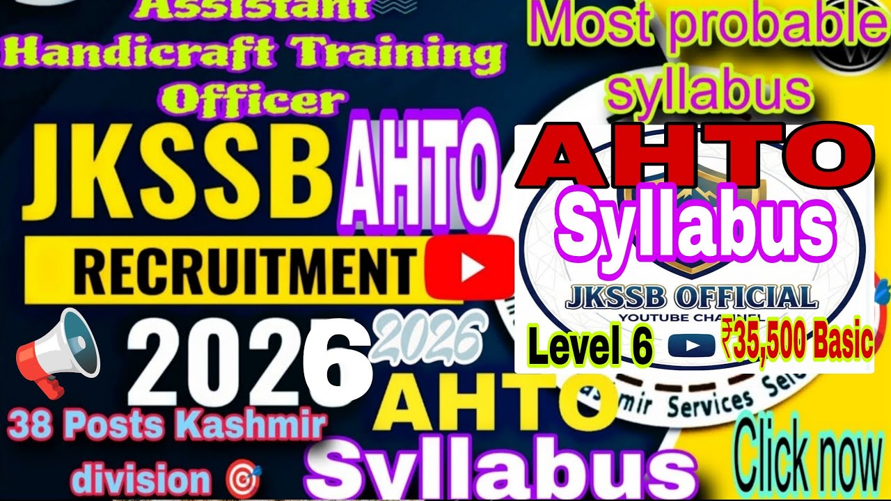JKSSB Assistant Handicraft Training Officer(AHTO) Syllabus @Jkssbofficial786 #Syllabus #discussion