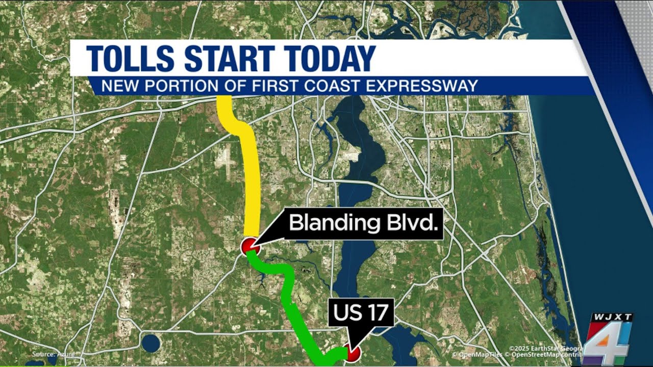 Toll collection begins on newest stretch of First Coast Expressway between Blanding Boulevard, US 17