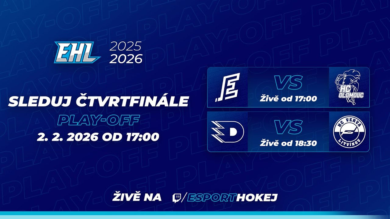 2. hrací den čtvrtfinále Esport hokejové ligy 2025/2026