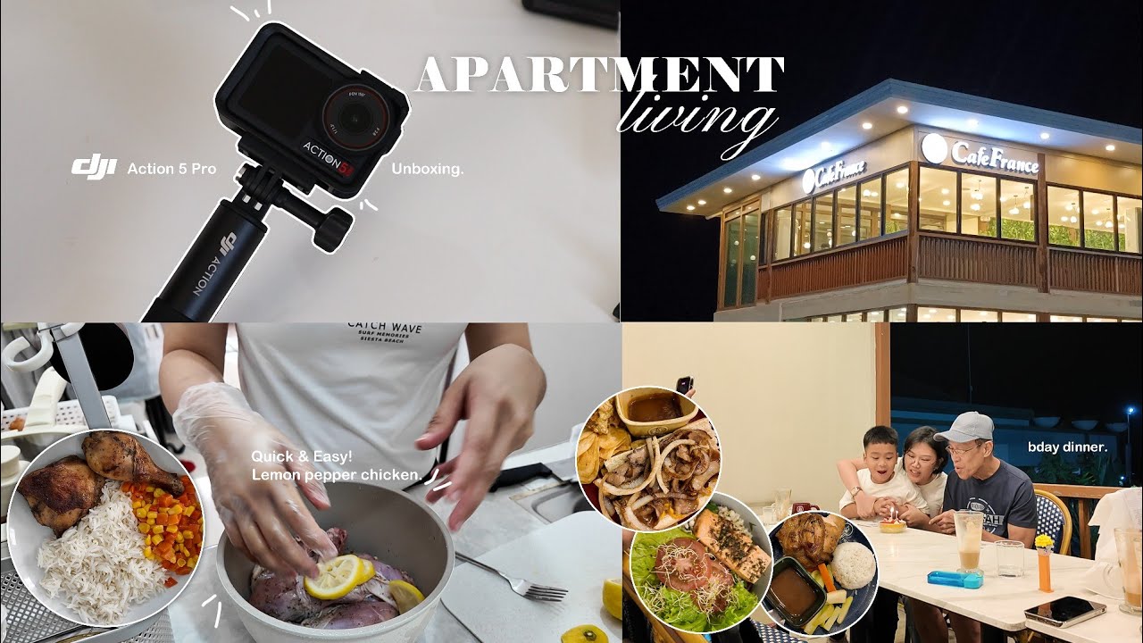 Apartment Living | Easy lemon pepper chicken, DJI Action 5 Pro,  bday dinner. 💖🎂📷