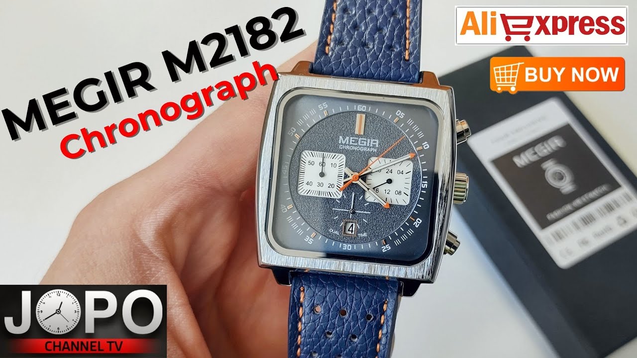 MEGIR M2182 Monaco Homage Chronograph Watch│Megir Watch Review│Subtitles