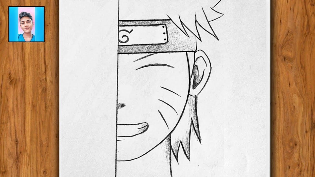 Naruto drawing half face ✨/How to draw anime easy/#anime