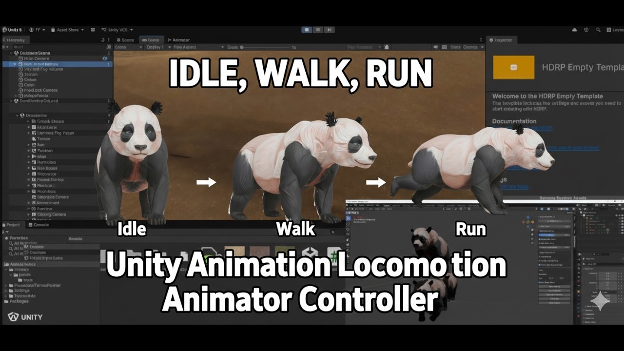 Idle, Walk, Run  Unity Animation Locomotion Animator Controller