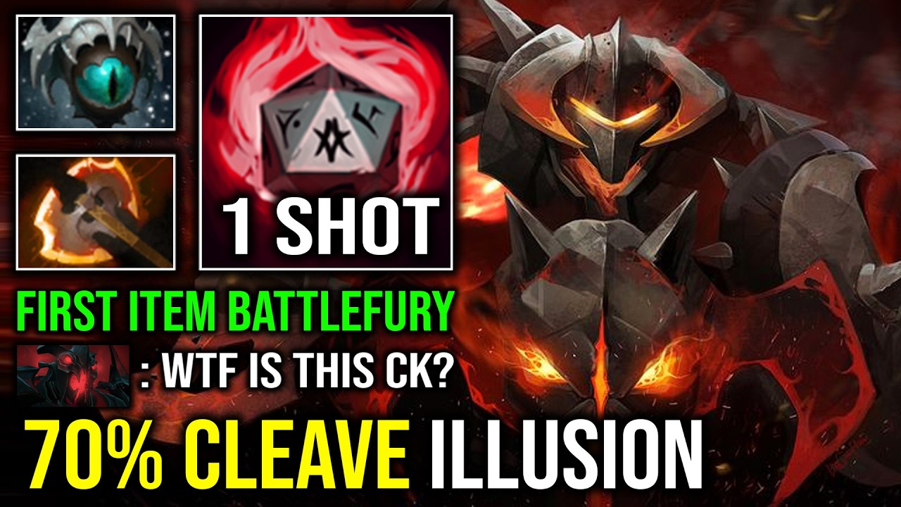 WTF 70% Cleave Illusion Army First Item Battlefury Unlimited Crit Chaos Knight Deleted All Dota 2