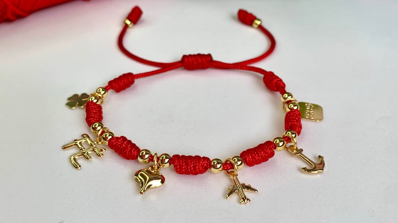 PULSERA DE LOS DESEOS 🙏🏼 Aprende cómo hacer una PULSERA DE HILO con dijes [Nudo Franciscano]