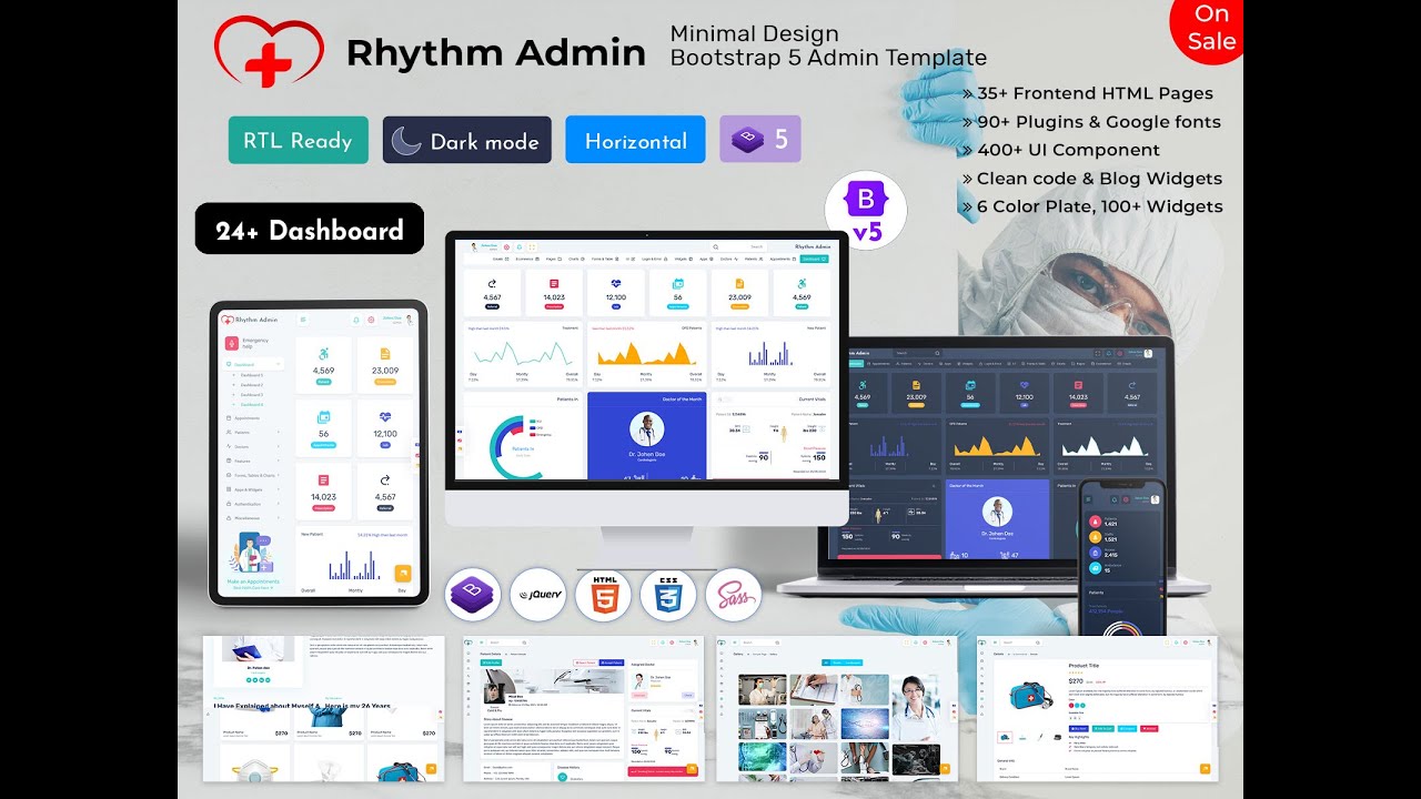 Patient Dashboard Template for Hospitals and Clinics with Medical Record & Health Tracking Tools