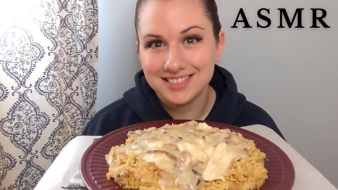 ASMR MUSHROOM CHICKEN & RICE MUKBANG 먹방 | Eating Sounds *No Talking | Ceallen Eats Ft. Ari