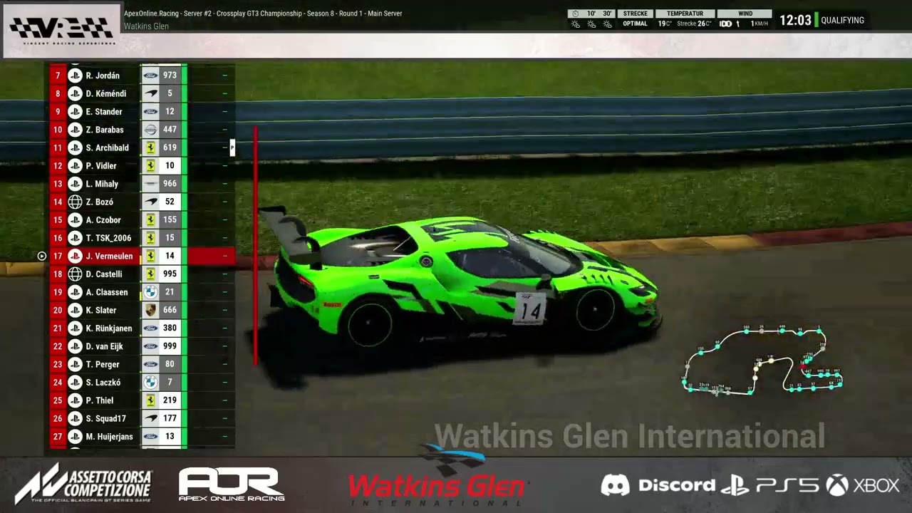 Crossplay GT3 Championship by Aüex Omlime Racing // Season 8 // Race 1 // Watkins Glen Internationa