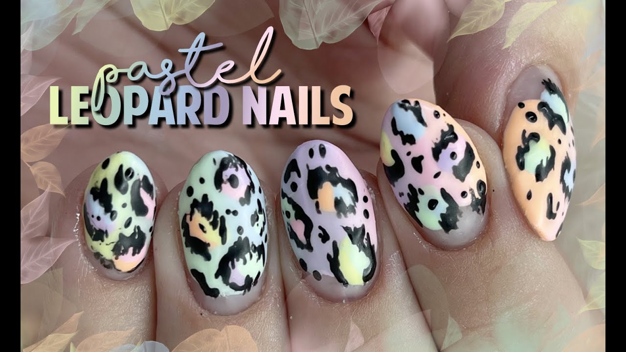 BRIGHT PASTEL OMBRE LEOPARD GEL NAILS | Builder Gel Nails | Hand painted leopard gel nails