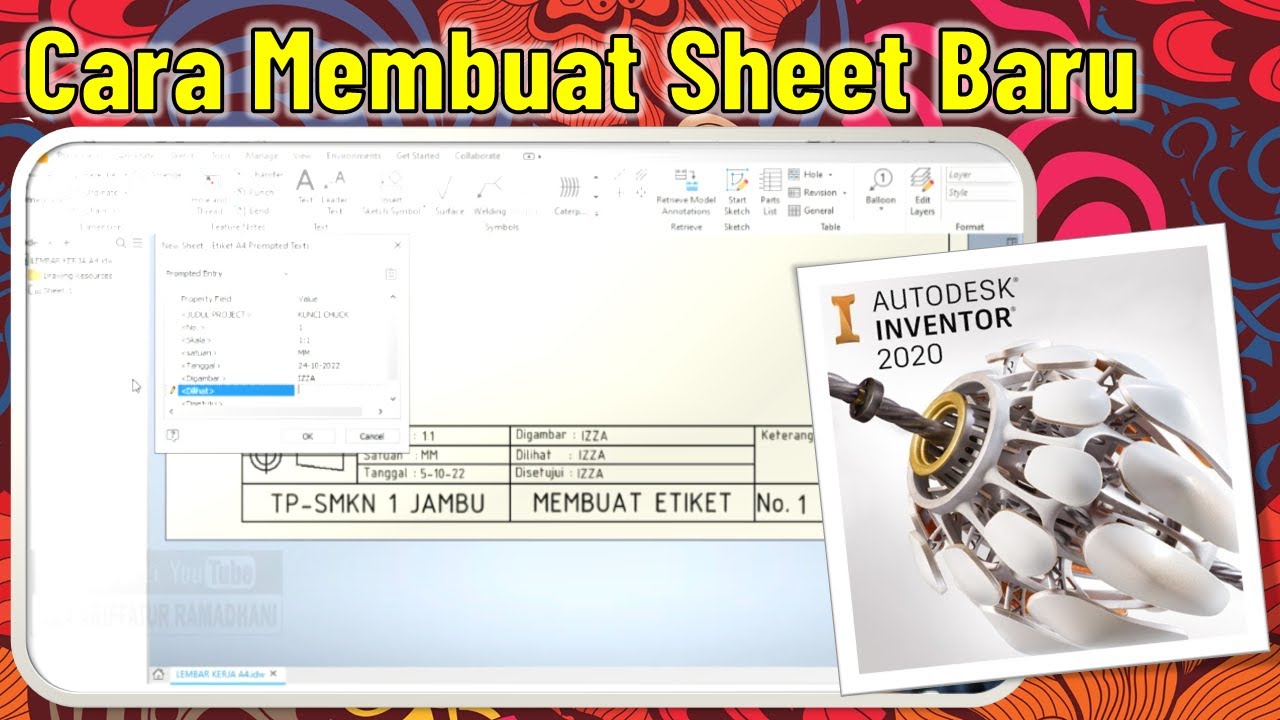 MEMBUAT LEMBAR SHEET BARU TANPA MEMBUAT ETIKET BARU LAGI DI INVENTOR