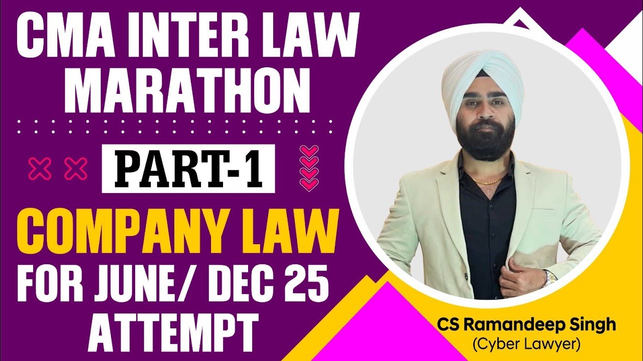 CMA INTER LAW MARATHON (PART 1) RELEVANT FOR JUNE /DEC 25 BY CS RAMANDEEP SINGH