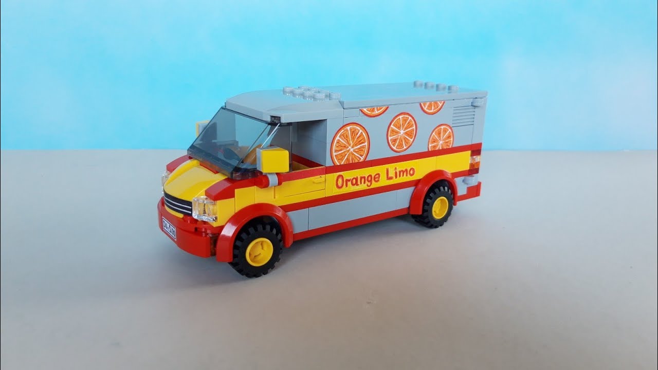 Bunter Kastenwagen Orange Limo, VW T5 L2H1, Lego MOC, Bauanleitung 