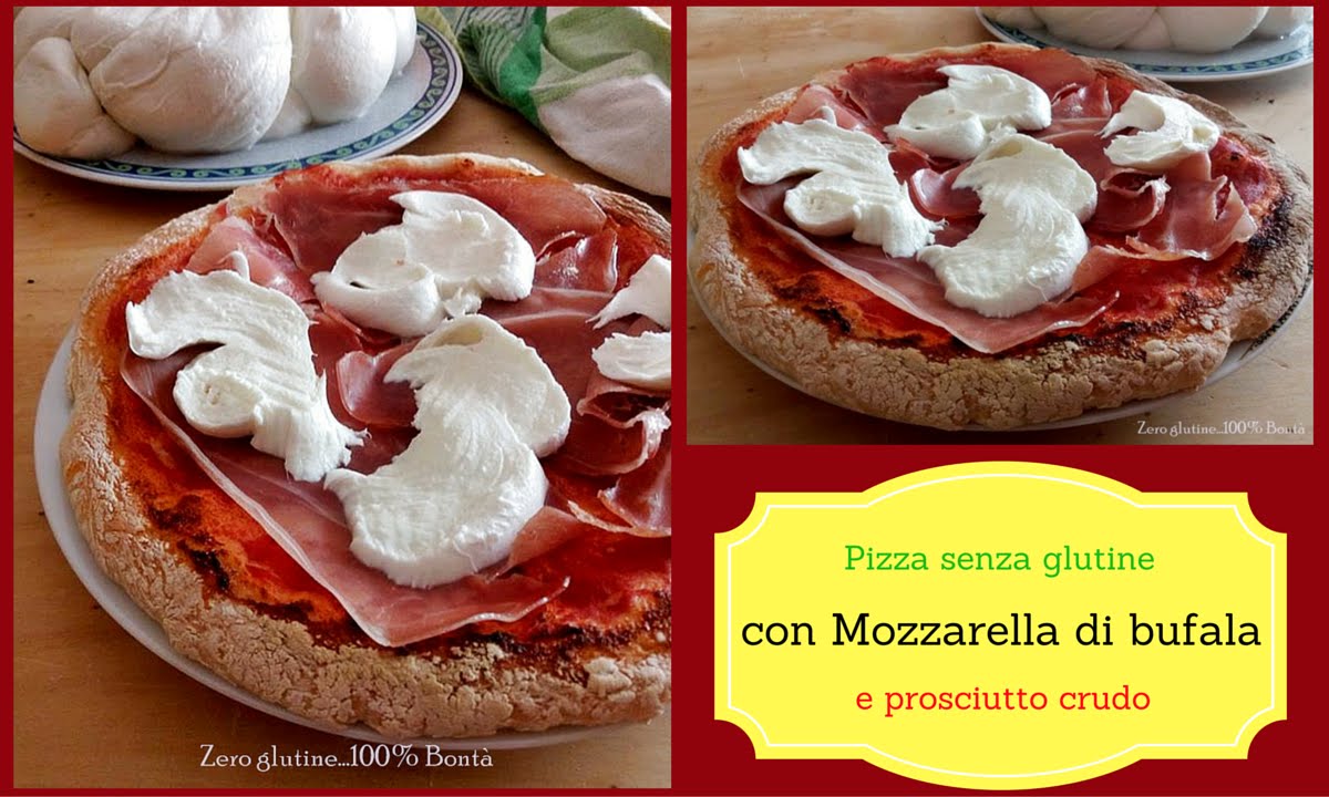 Pizza senza glutine con prosciutto crudo e mozzarella