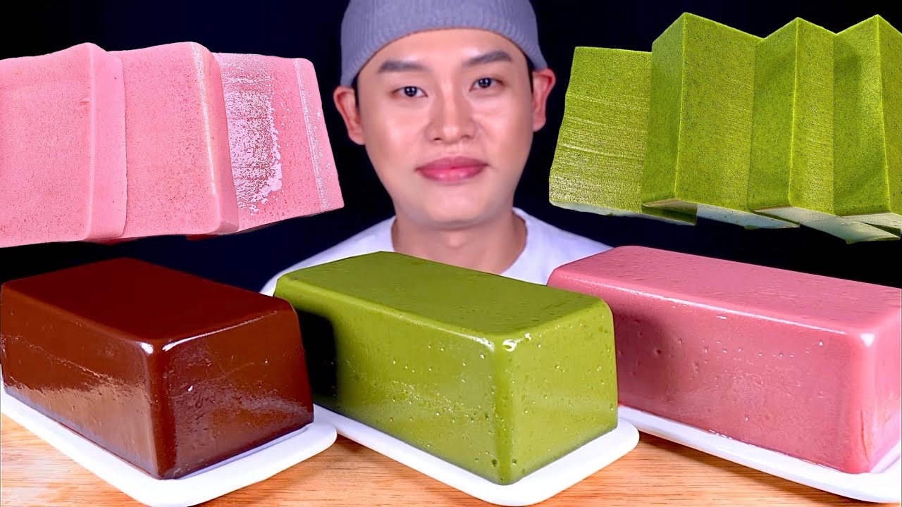직접만든 말차벽돌푸딩 초콜릿벽돌푸딩 딸기벽돌푸딩 먹방~!! Chocolate Pudding Green Tea Pudding Strawberry Pudding MuKBang~!!