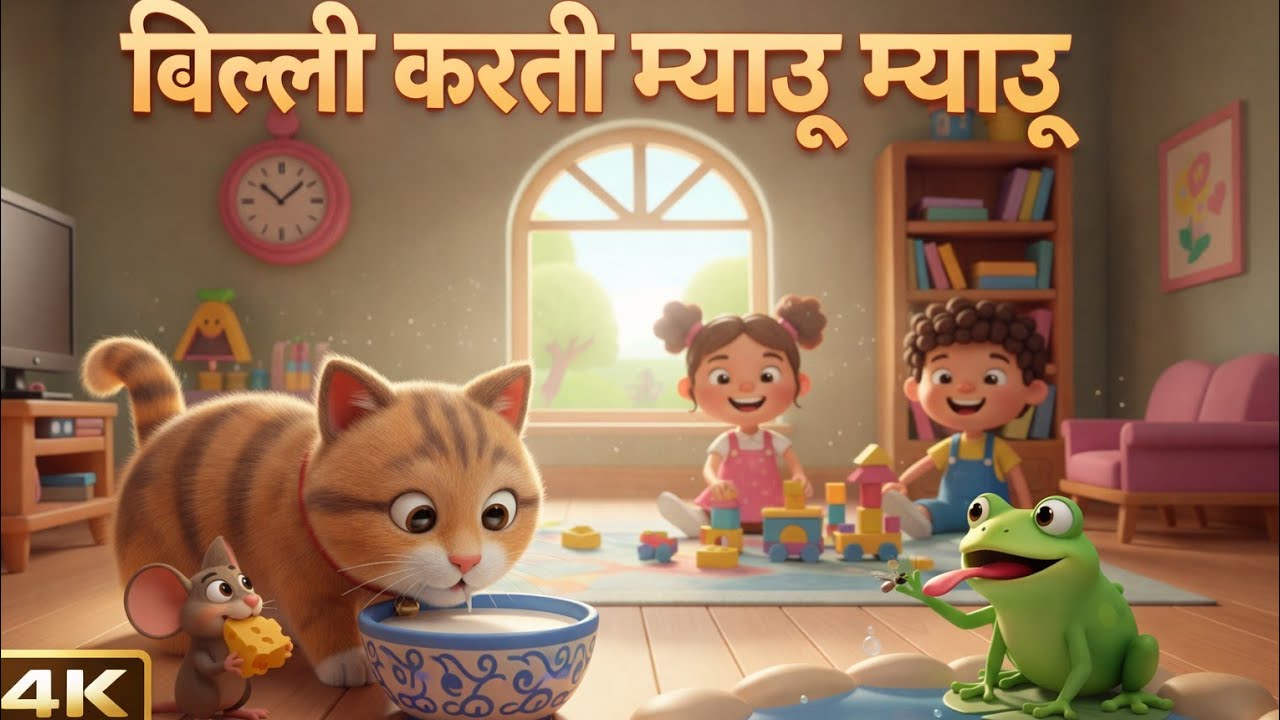Meow meow II Billi karti meow meow II 4KUHD II Nursery rhymes II Kids learning II Kids edutainment..