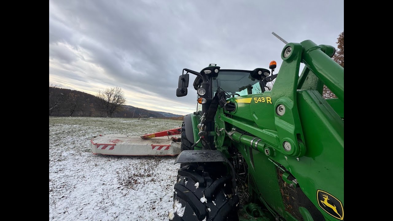Mowing ungrazed areas with John Deere 5125R  and Kuhn mower on the pasture🚜❄️🌿🎵
