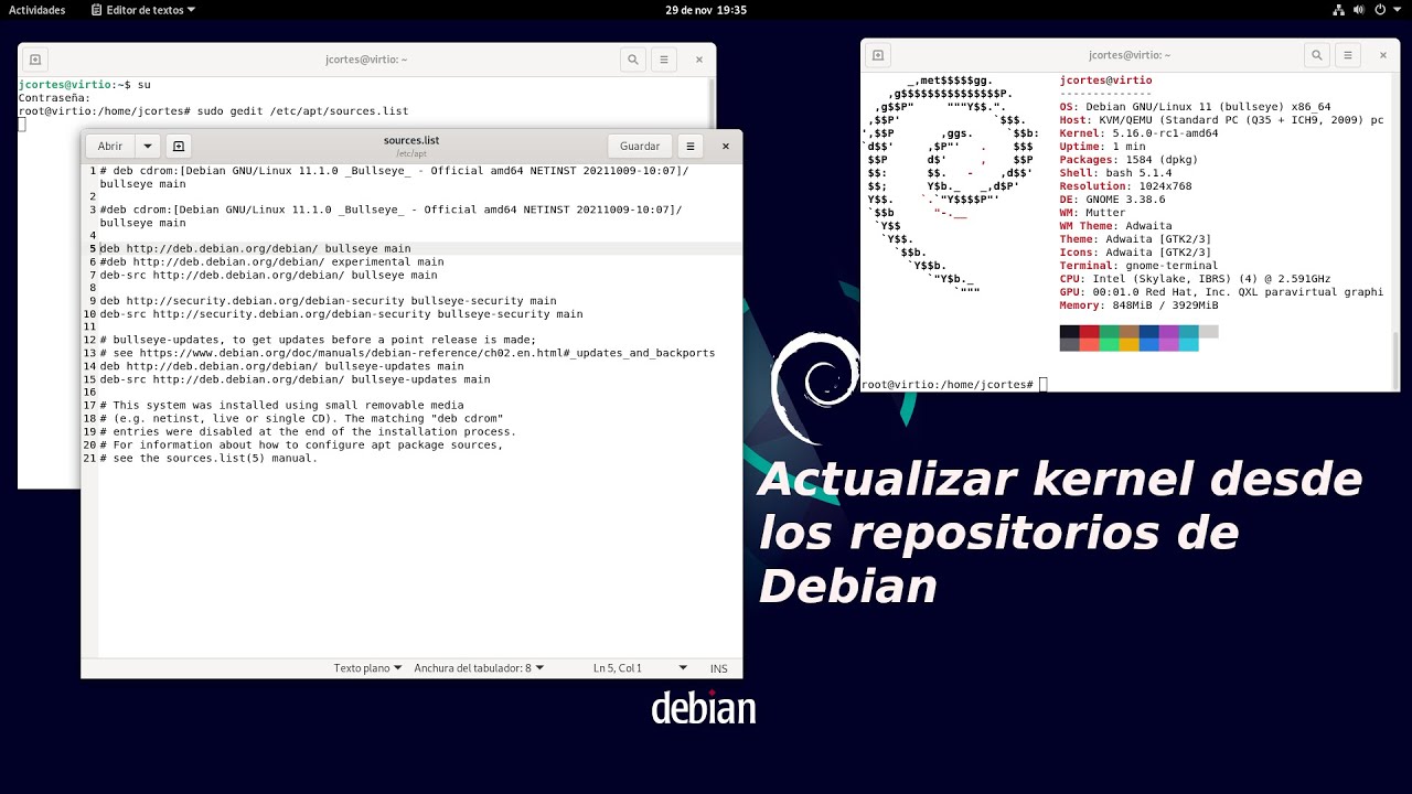 Actualizar kernel desde los repositorios de Debian