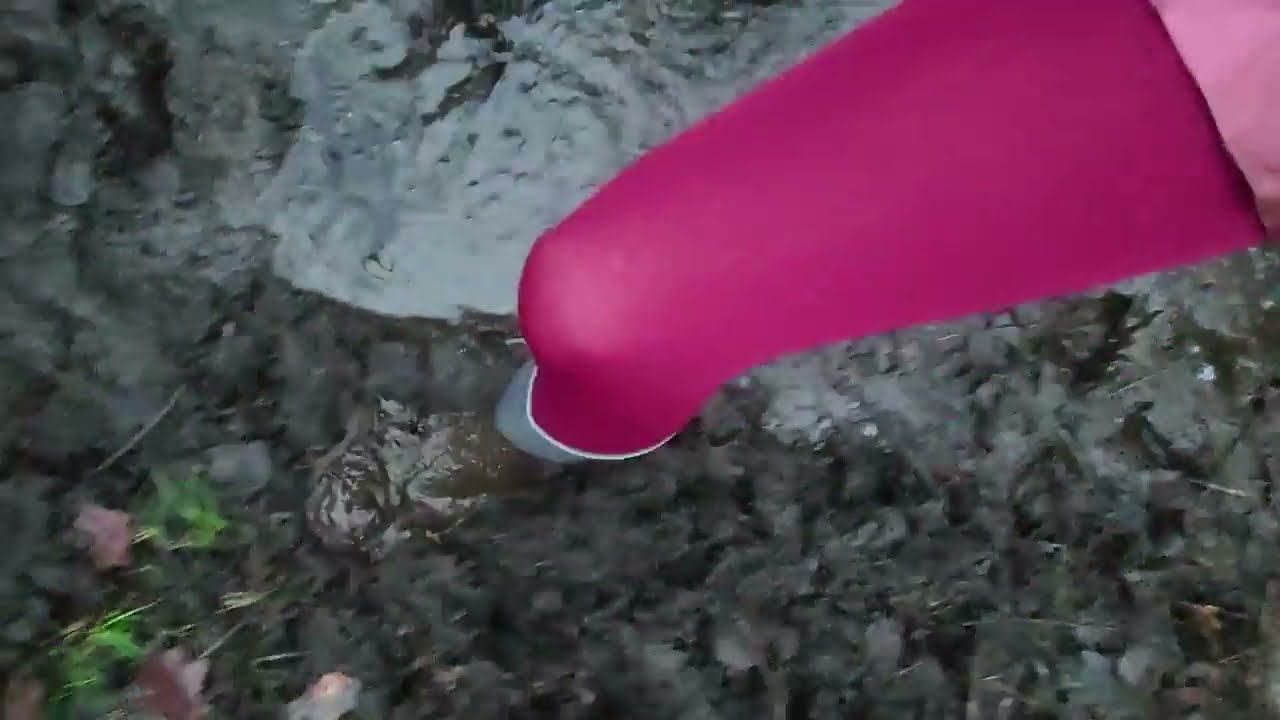 Grey High Heel Rubber Boots in Mud 15