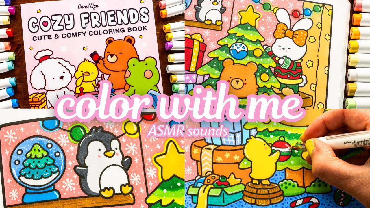 Color with me 🎄✨| Calming and satisfying ASMR coloring 🎧✍🏻 | Cozy Friends by Coco Wyo