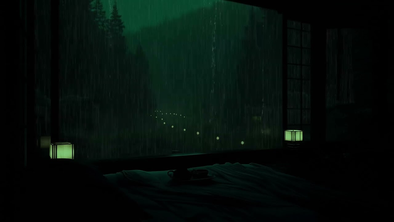 Rain on Balcony at Night 🌧️ Cozy Apartment Ambience for Deep Sleep (3 Hours No Ads)