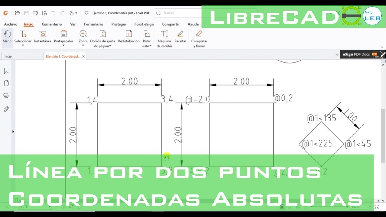[LibreCAD]-Línea Por Dos Puntos Con Coordenadas Absolutas