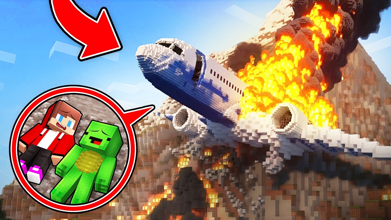 Mikey & JJ Survive The AIRPLANE CRASH ON THE MOUNTAIN in Minecraft (Maizen)