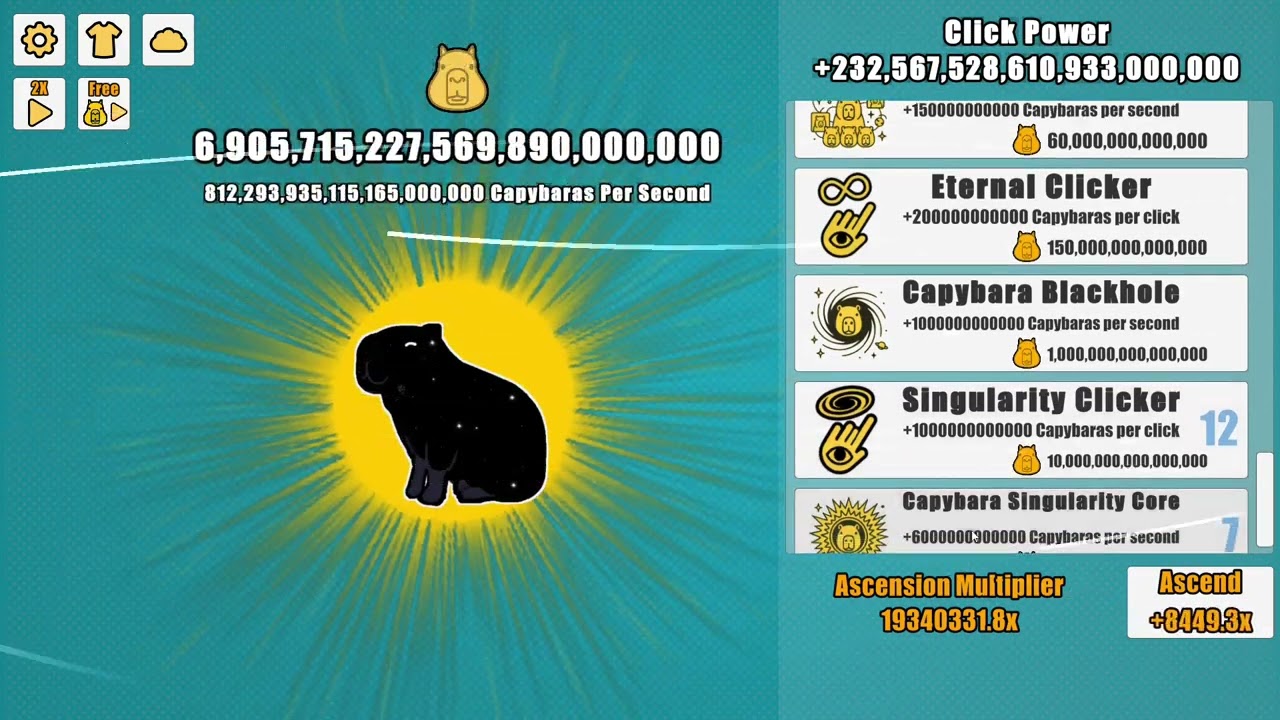 Capybara Clicker lots of capybaras