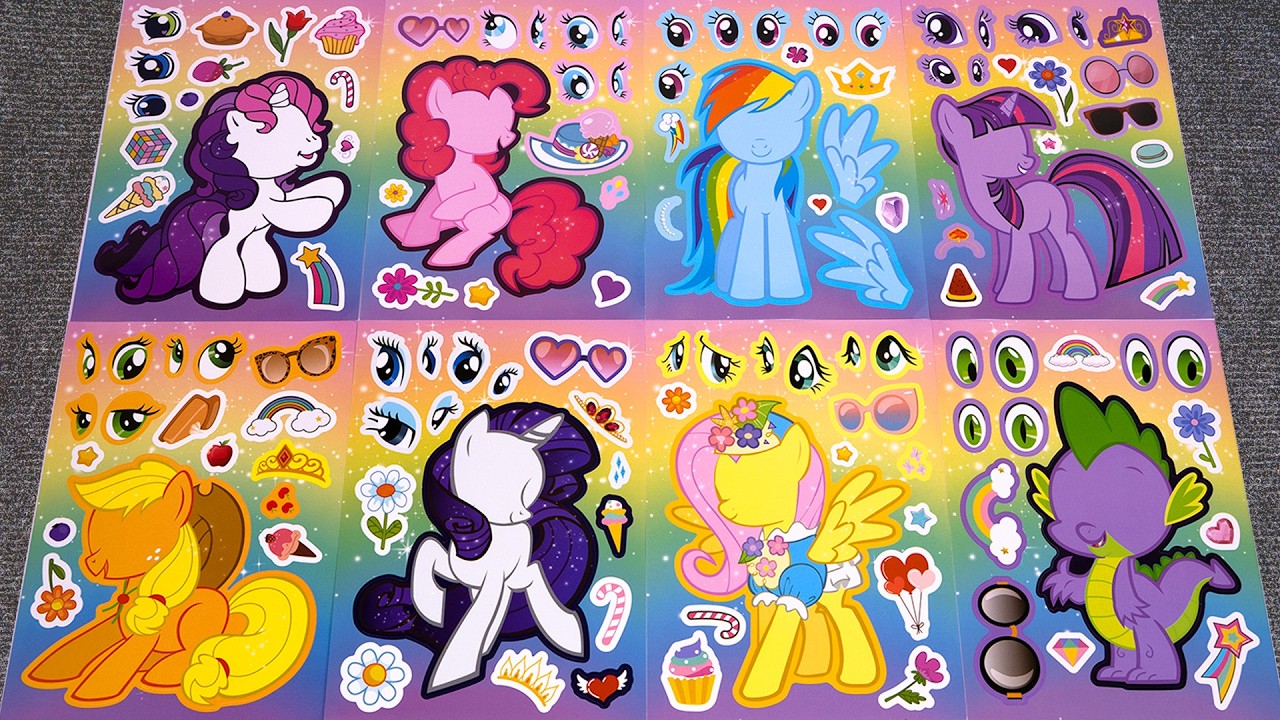 MY LITLLE PONY Fashion Sticker Book Makeover 🦄✨ Twilight Sparkle, Fluttershy & Pinkie Pie | ASMR DIY