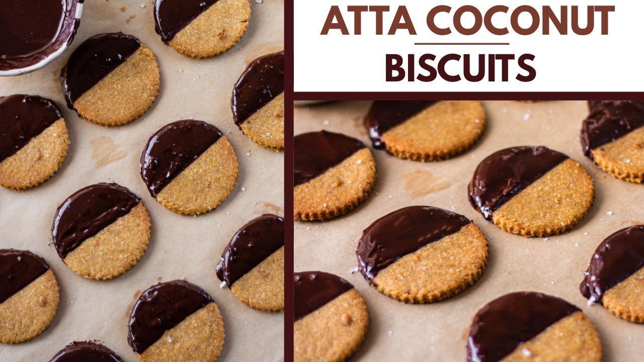 CRUNCHY COCONUT BISCUITS | HEALTHY ATTA BISCUIT RECIPE | NO EGG, NO MAIDA BISCUITS AT HOME