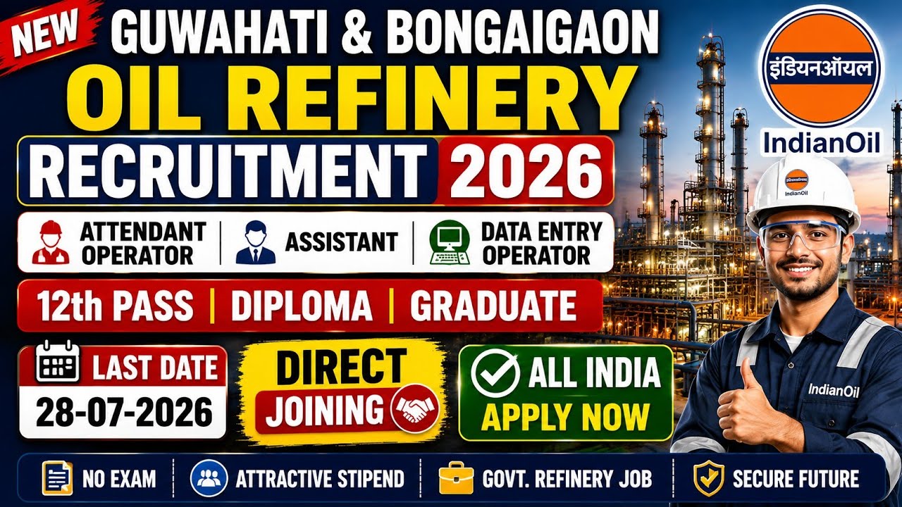 IOCL Guwahati & Bongaigaon Refinery Recruitment 2026 | 12th, Diploma & Graduate | Full Apply Process