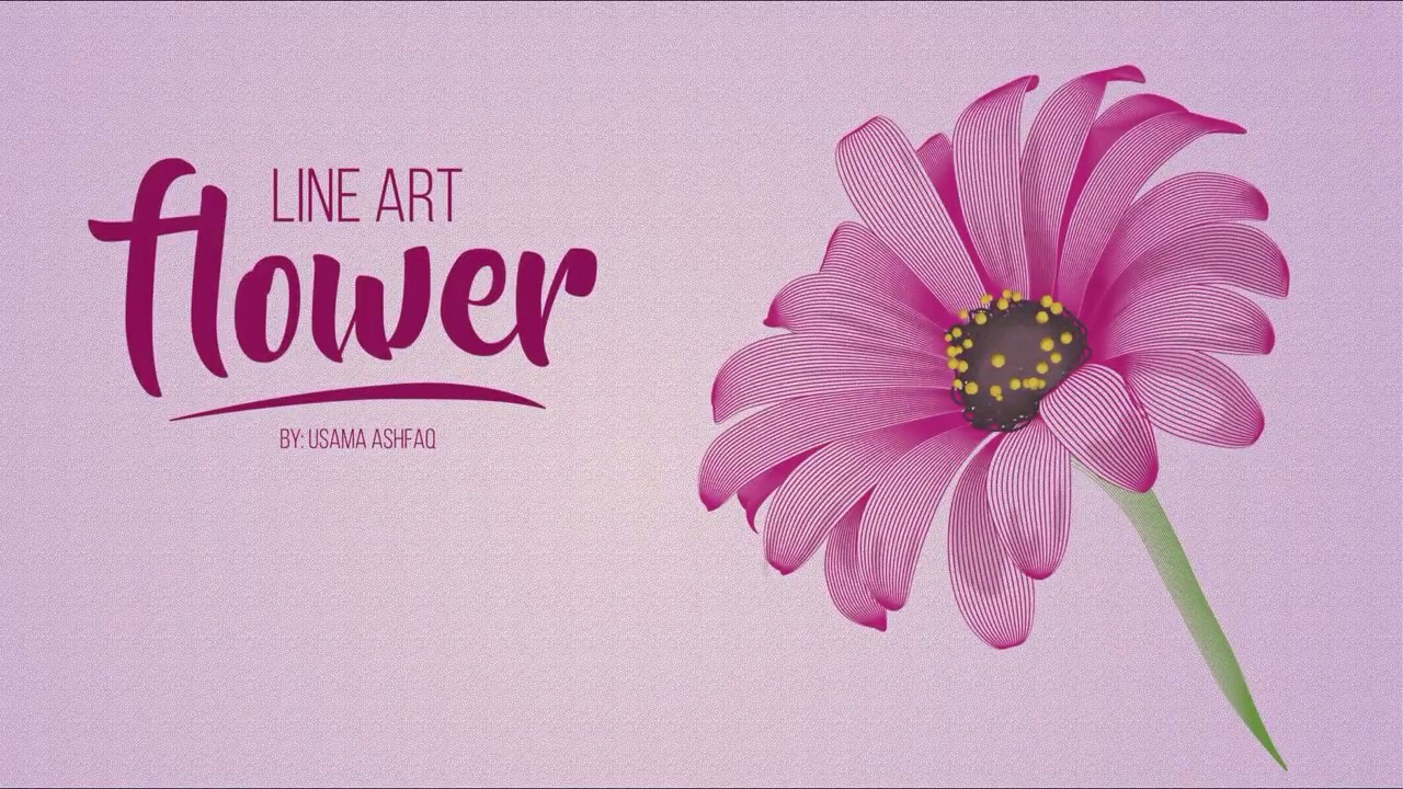 Line Art Flower - Vector Illustration Process