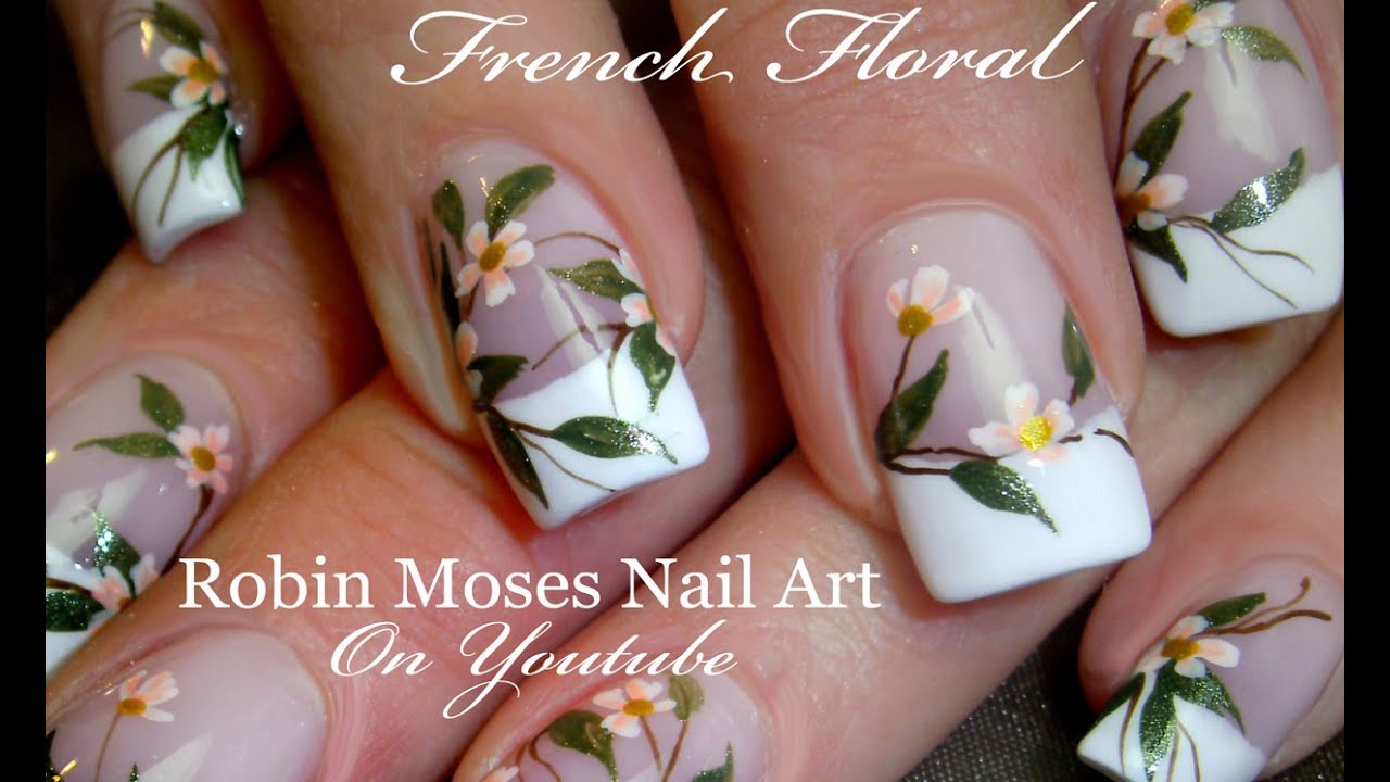 DIY White flower Nails | Wedding French Tip Nail Art Design Tutorial