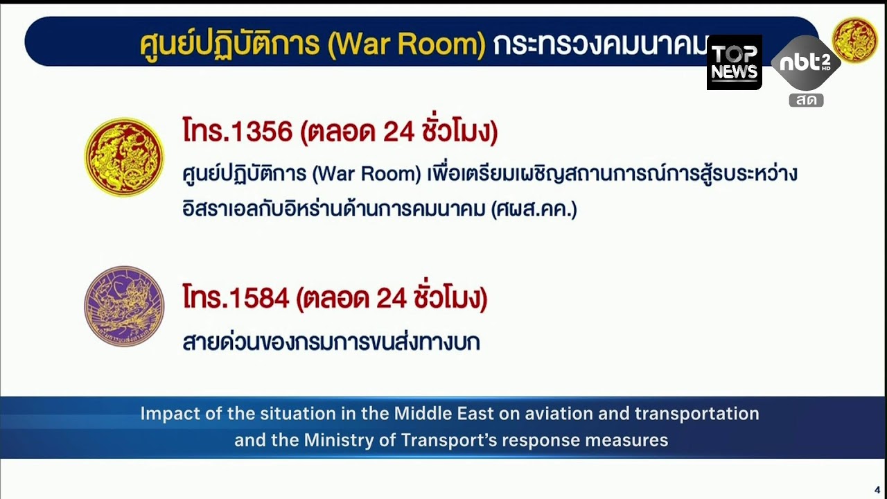 🔴 การแถลงข่าว “ศูนย์บริหารและติดตามสถานการณ์การสู้รบในภูมิภาคตะวันออกกลาง” 07/03/2569