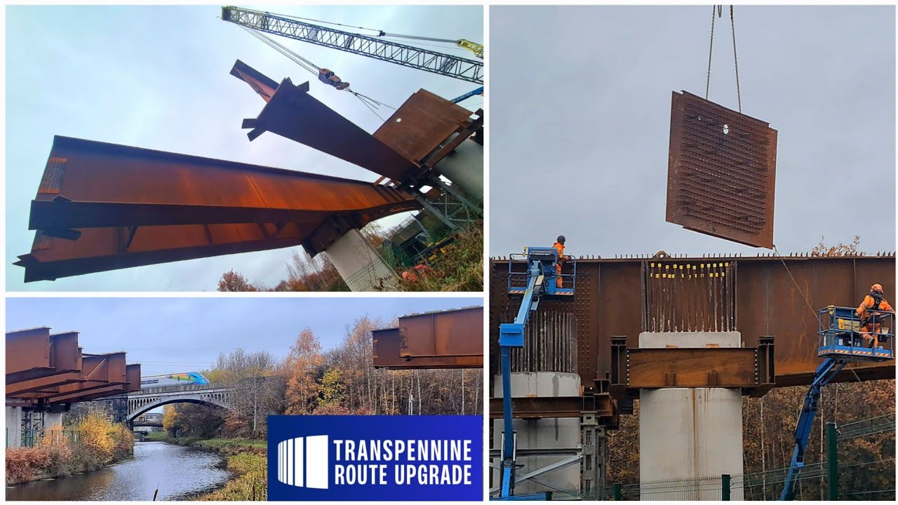 🏗 Looking up at Baker Viaduct as giant crane lifts in part of structure for TRU 👷‍♀️