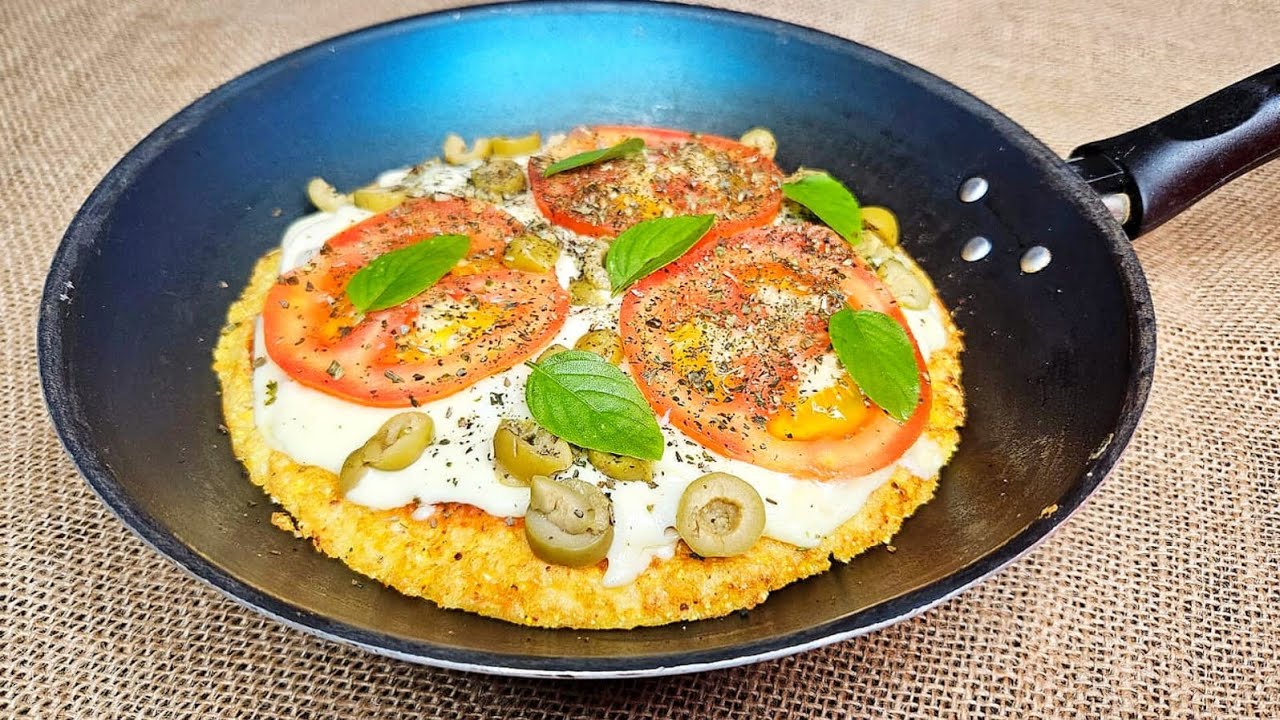 PIZZA DE FLOCÃO DE FRIGIDEIRA FÁCIL, RÁPIDA E DELICIOSA!