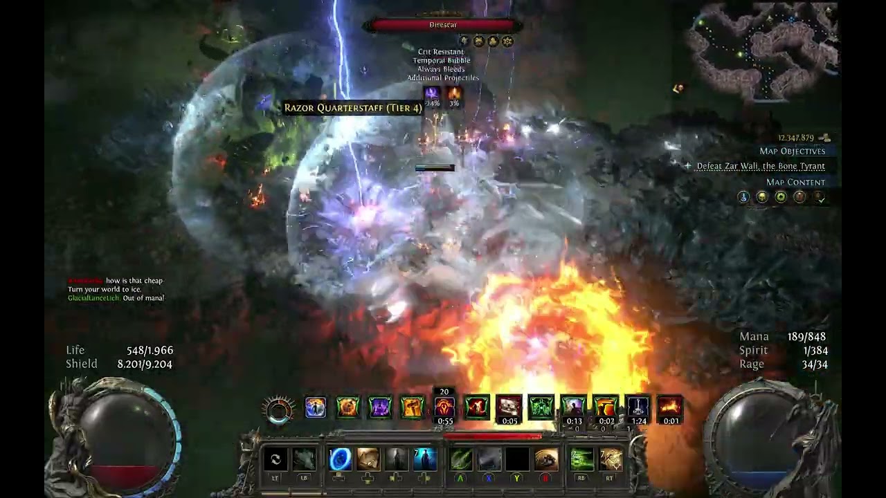 Glacial Lance Lich Deadly T15 Map + Abyssal Run + Increased Difficulty + Corrupted