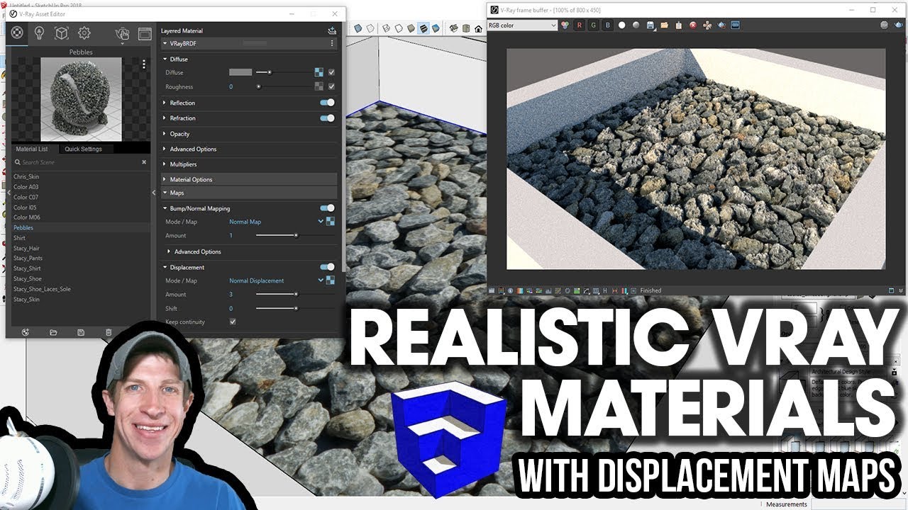 РЕАЛИСТИЧНЫЕ МАТЕРИАЛЫ VRAY с картами смещения и нормалей — Учебное пособие по Vray для SketchUp