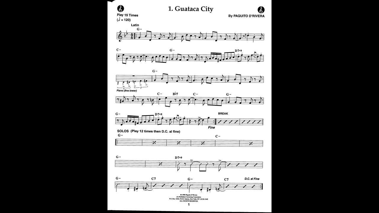 Guataca City - Paquito D'Rivera (Play Along)