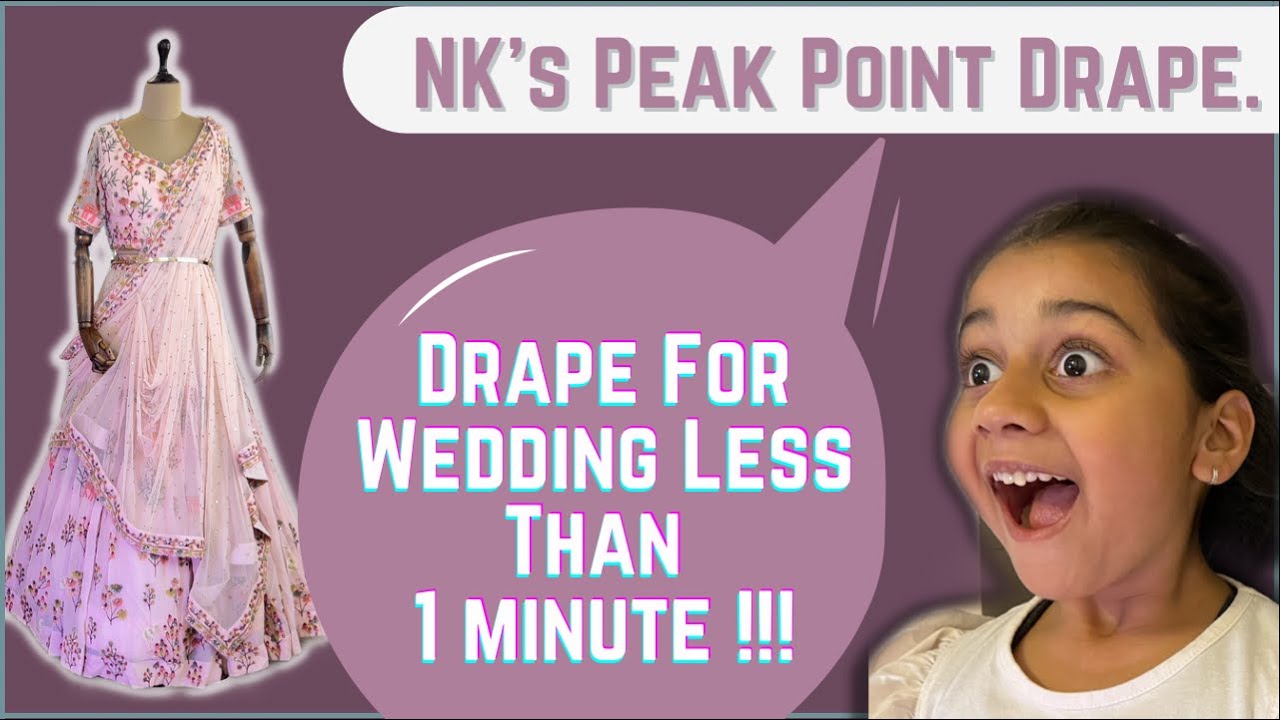 NK's peak point drape(2 looks less than 1min) | lehenga dupatta | how to drape | nk drapes | draping