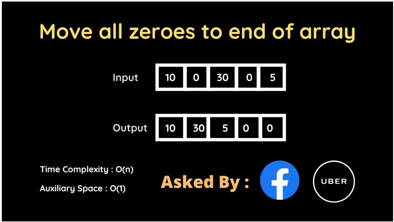 Move Zeros to end of array | Facebook Coding Interview Question | The Coding Bytes