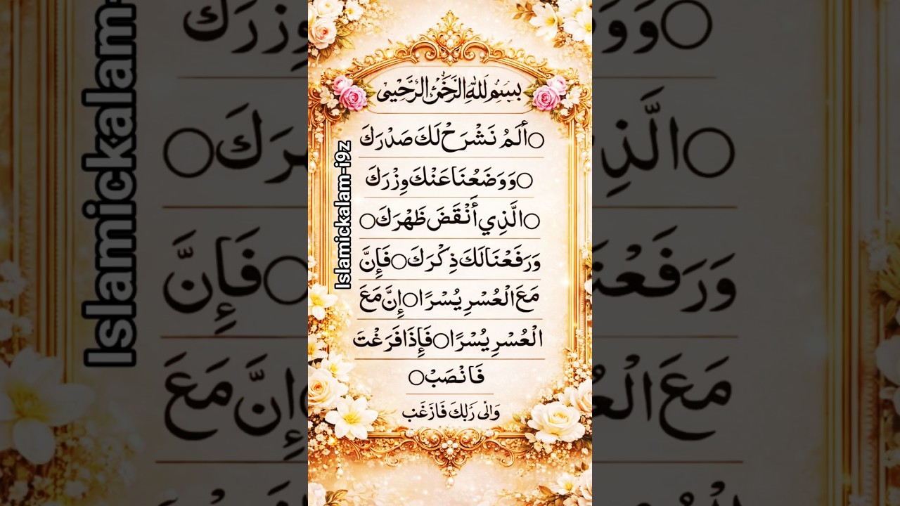 Beautiful islamic recitation of surah Alam Nashra laka sadark Qur'an Shareef tilawat recitation 🕋🧕🏻