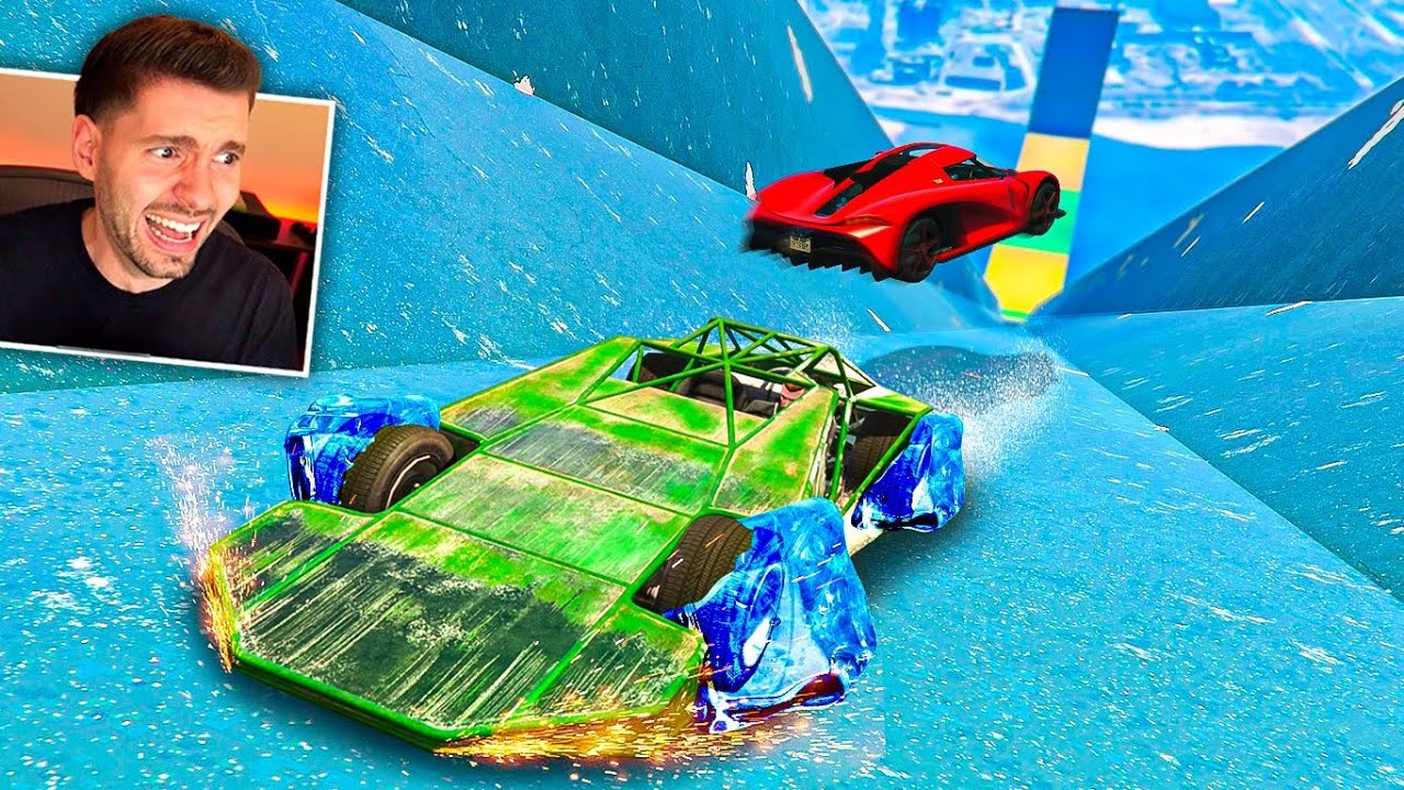 VAI E VOLTA em cima do GELO (escorregou tudo no GTA 5)