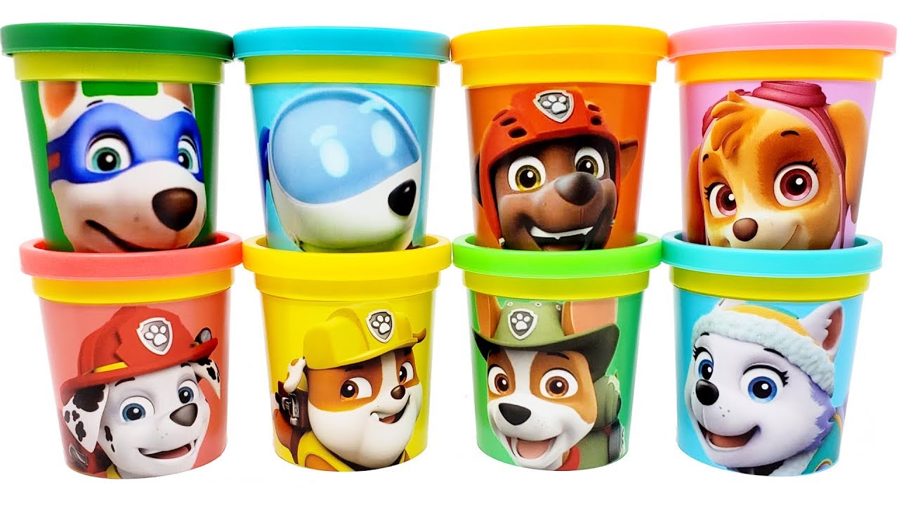 Paw Patrol Play-Doh Toys, including Apollo, Robo Dog, Zuma, and Skye