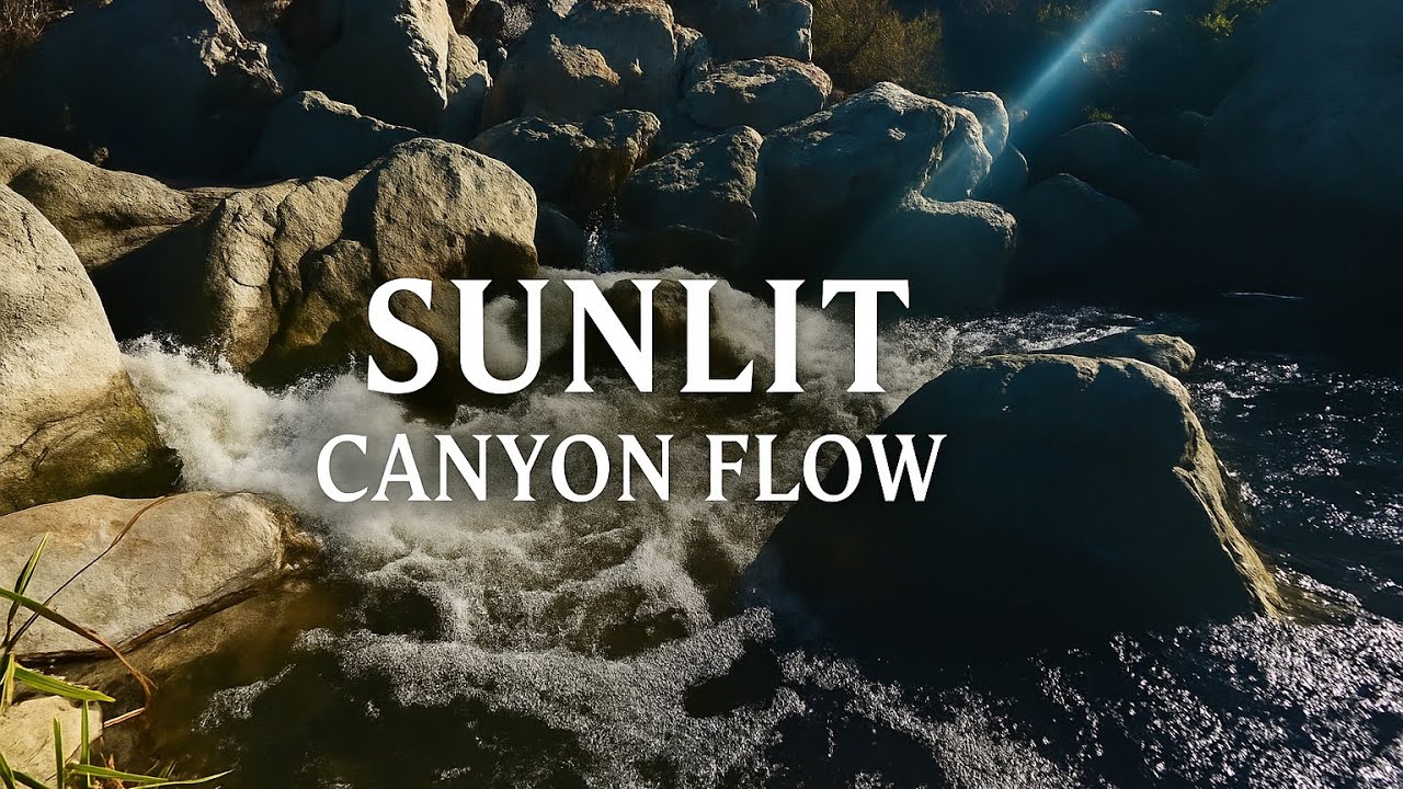 Rushing Creek Flow Through Sunlit Canyon Rocks — San Diego Waterfall