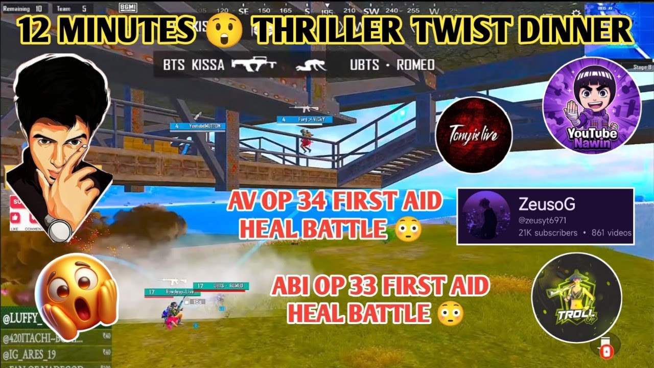 HEAL BATTLE 😳 AVOP 34 ABIOP 33 🔥 THRILLER TWIST GOOSEBUMPS 😯 #bgmilive #madan #TN49YT #bgmi 