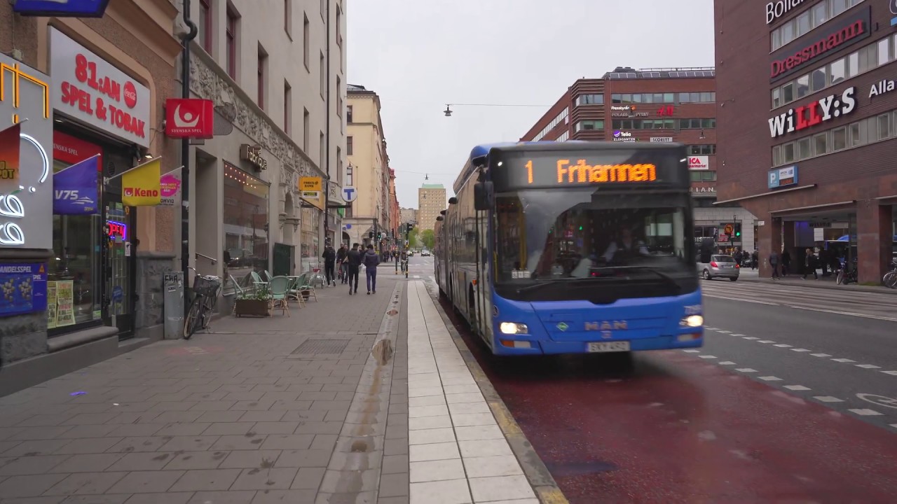 Sweden, Stockholm, bus 1 ride from S:t Eriksgatan to Värtavägen