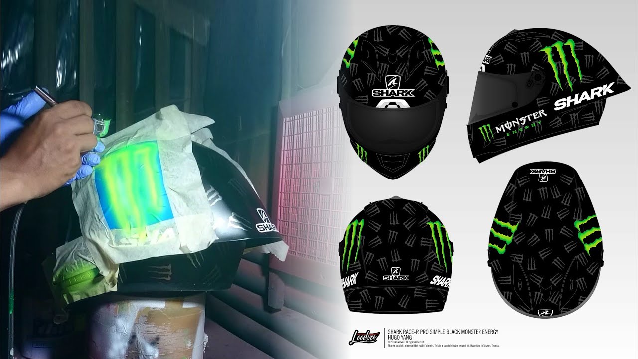 How to Paint a Helmet | Simple Black Monster Energy
