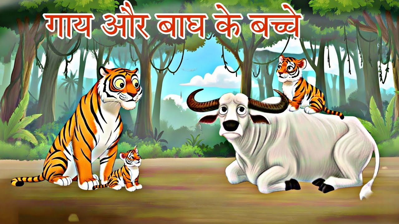 गाय और बाघ के बच्चे | gaay or baag ke bache | hindi kahani | jungle story | hindi Kahaniyan