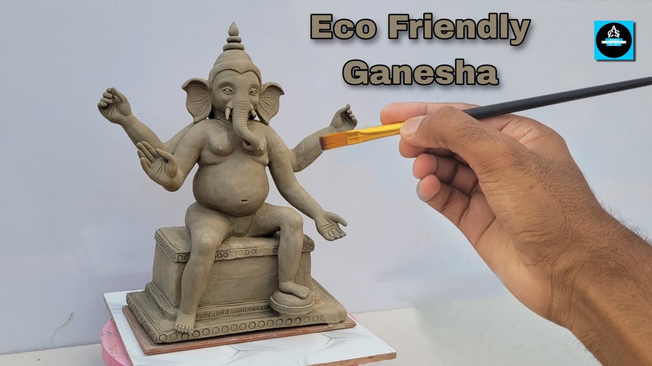 🪷मिट्टी से 1 fit की गणपति मूर्ति घर पर बनाने का आसान तरीका(part-1)/Eco-friendly Ganesh idol making